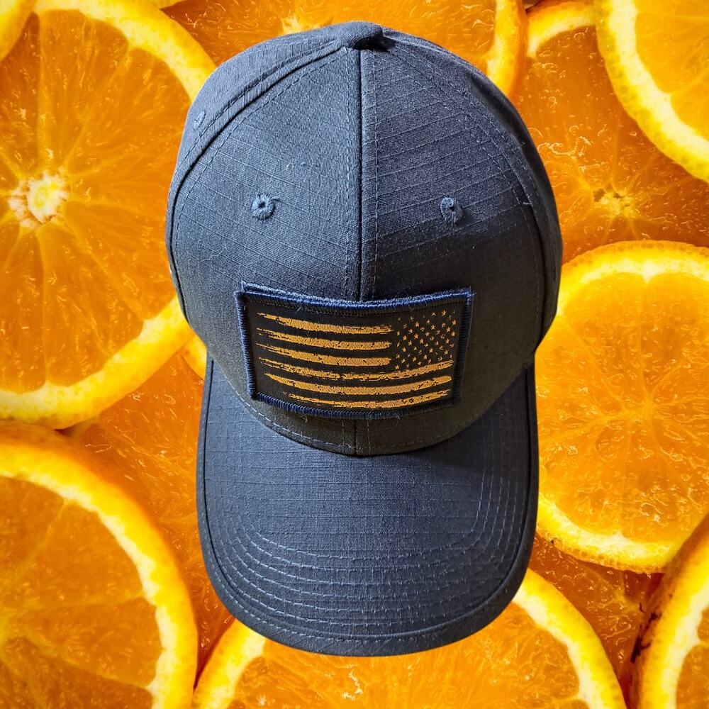 Melonwear Navy Blue Flexfit USA Flag Patch Military Baseball Cap‎